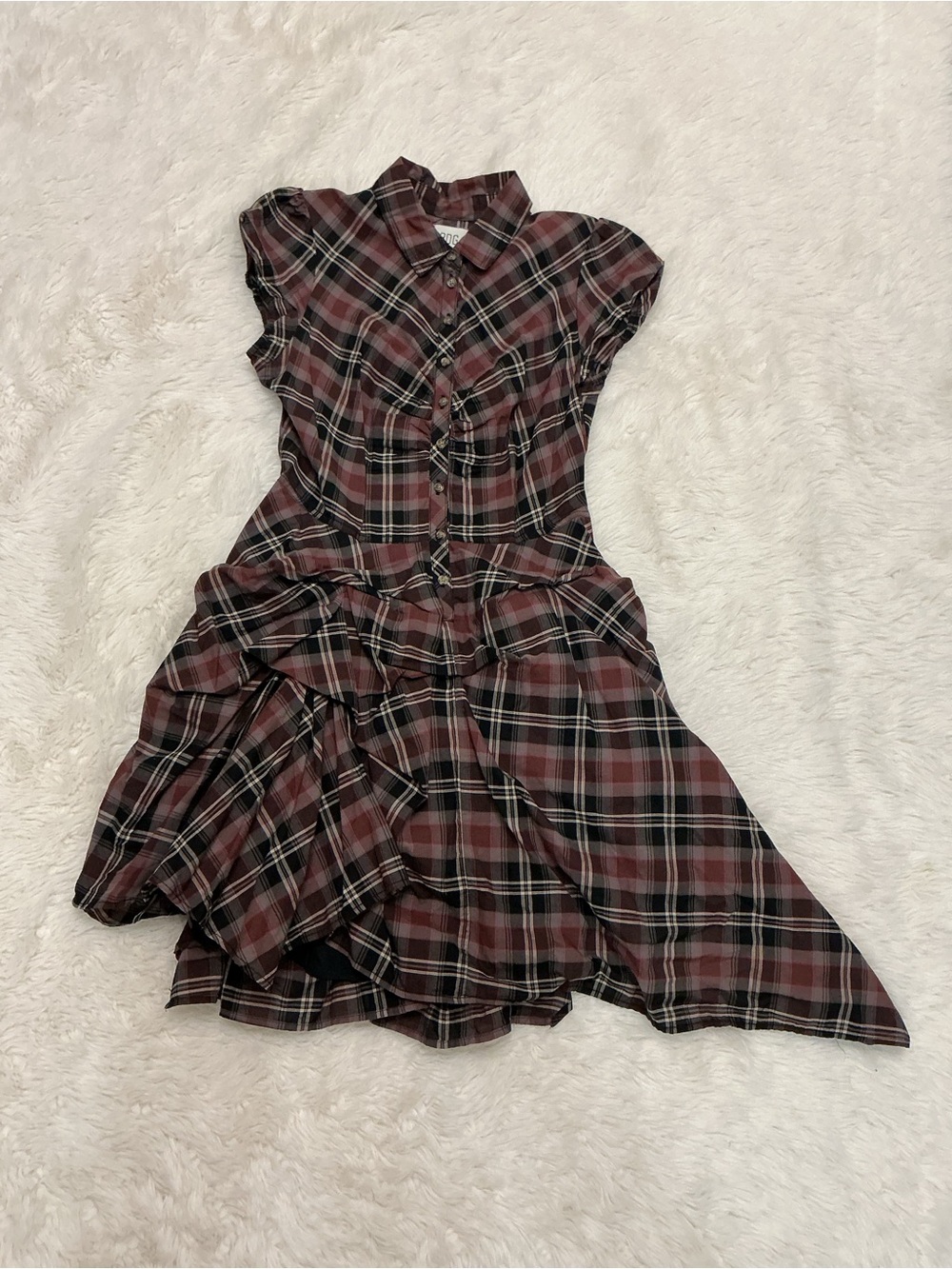 🌼 BDG - Plaid Pin Up Ruffle Hem Dress - - Picture 6 of 12